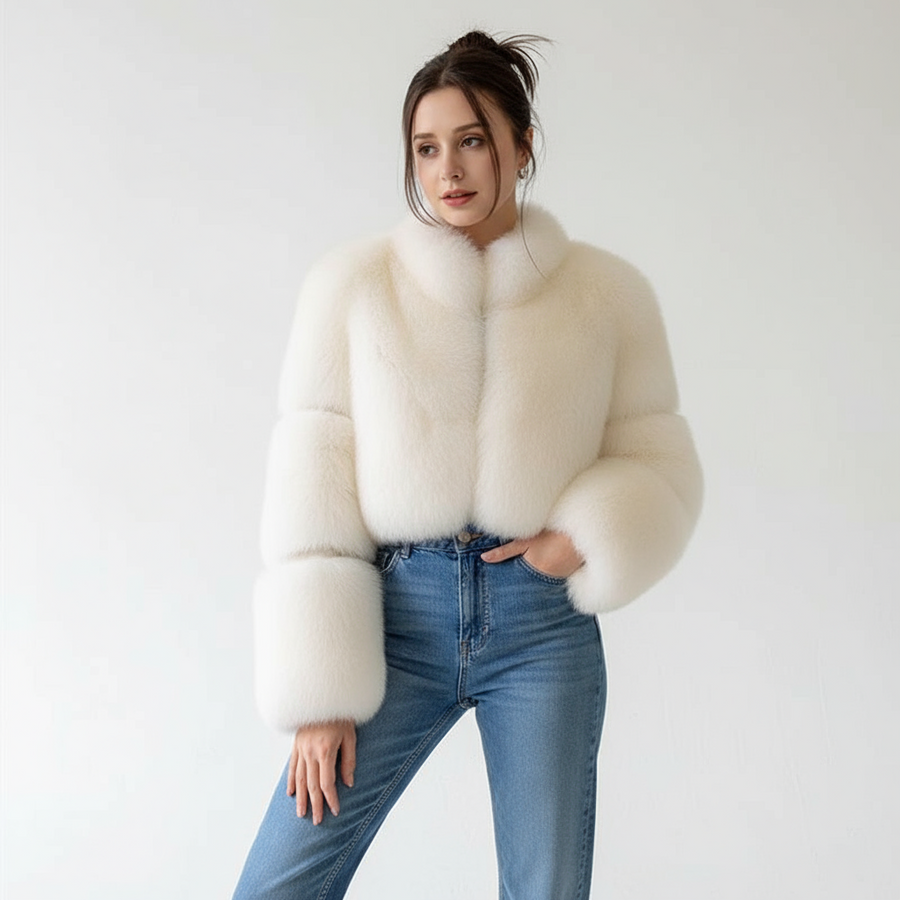 Natural Fox Fur Coat: Short, Wild, & Young Catwalk Style