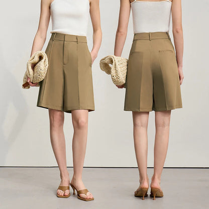 Women's Pleated Casual Shorts Loose Fit Five-Point Pants Loran