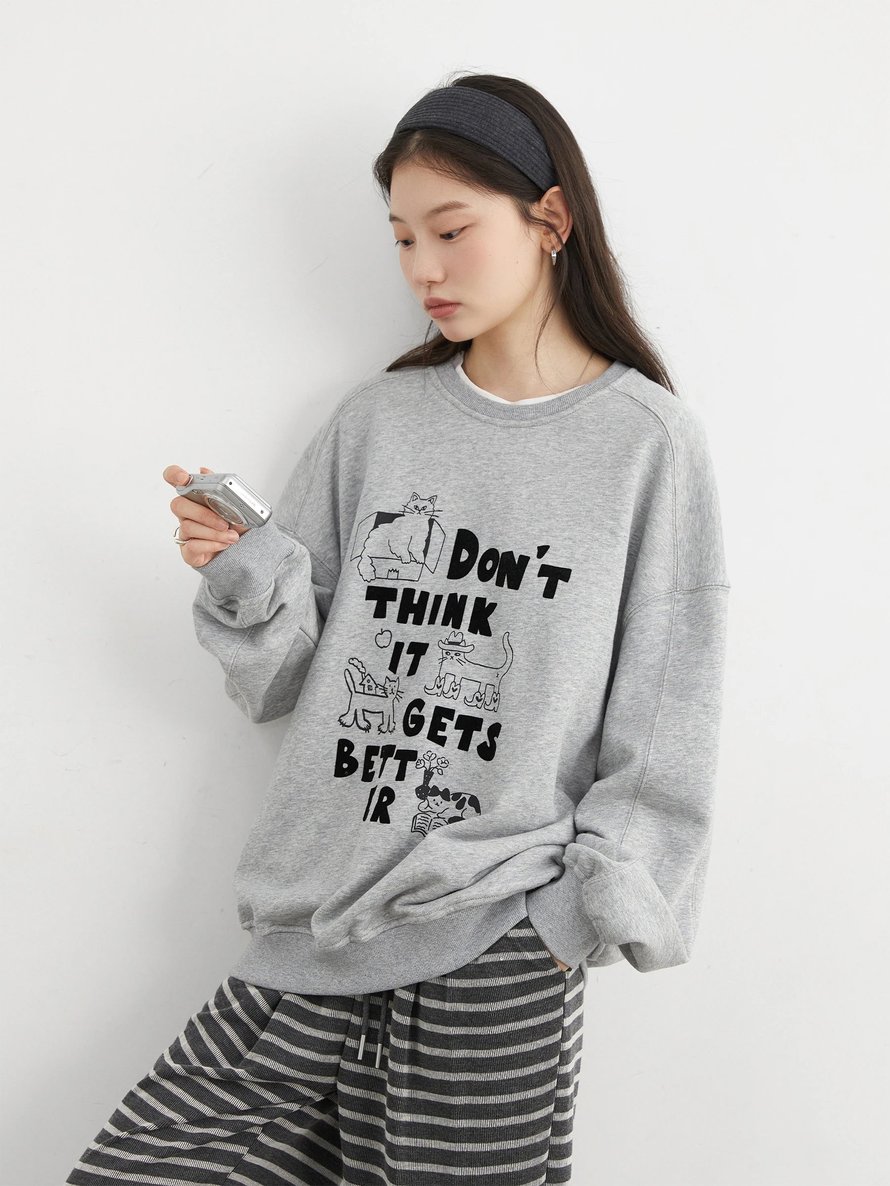 Preppy Plush Pullover Long Sleeve Autumn Top Loran