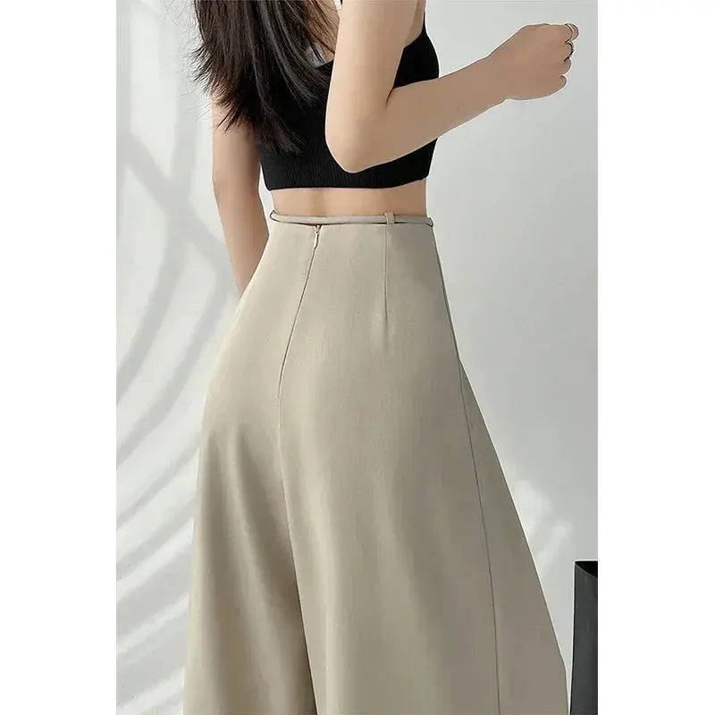 Lace-Up High-Waist Wide-Leg Trousers - Loran