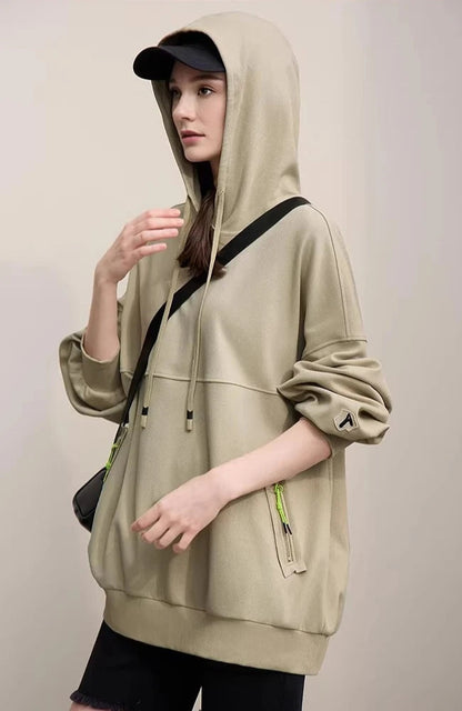 Amii Women's Sweatshirt 2026 Spring New Casual Letter Embroidery Printed Hooded Sweater Women's Loose Versatile Top 12641024 Loran