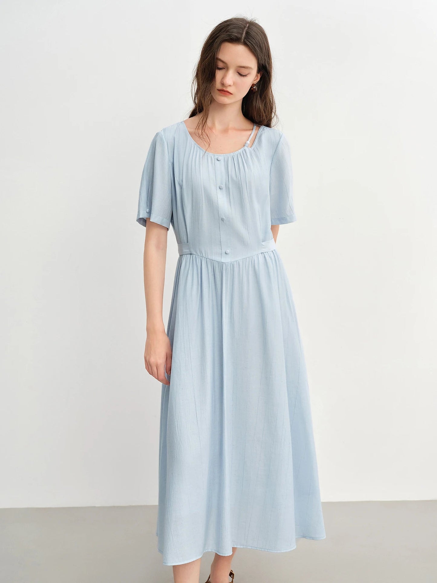 Summer Beaded Midi Dress Slim Fit Commuter Style Loran