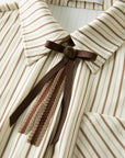 Plus Size Caramel Striped Layering Shirt
