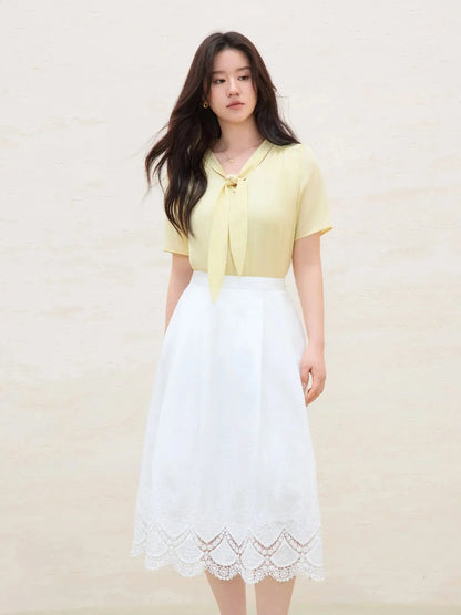 Versatile Detachable Tie Blouse - Loran