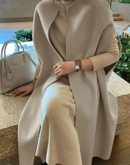 Elegant Vintage Wool Blend Batwing Coat for Women - Loran