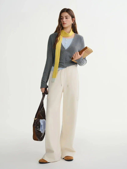 Plus-Size Wide-Leg Drawstring Pants for Winter - Loran