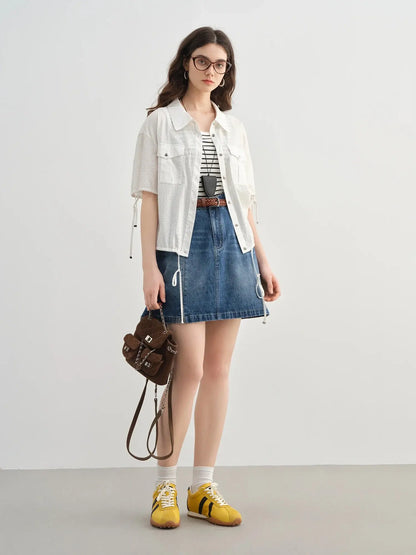 Quality Plus-Size Short-Sleeve Drawstring Shirt LORAN STORE