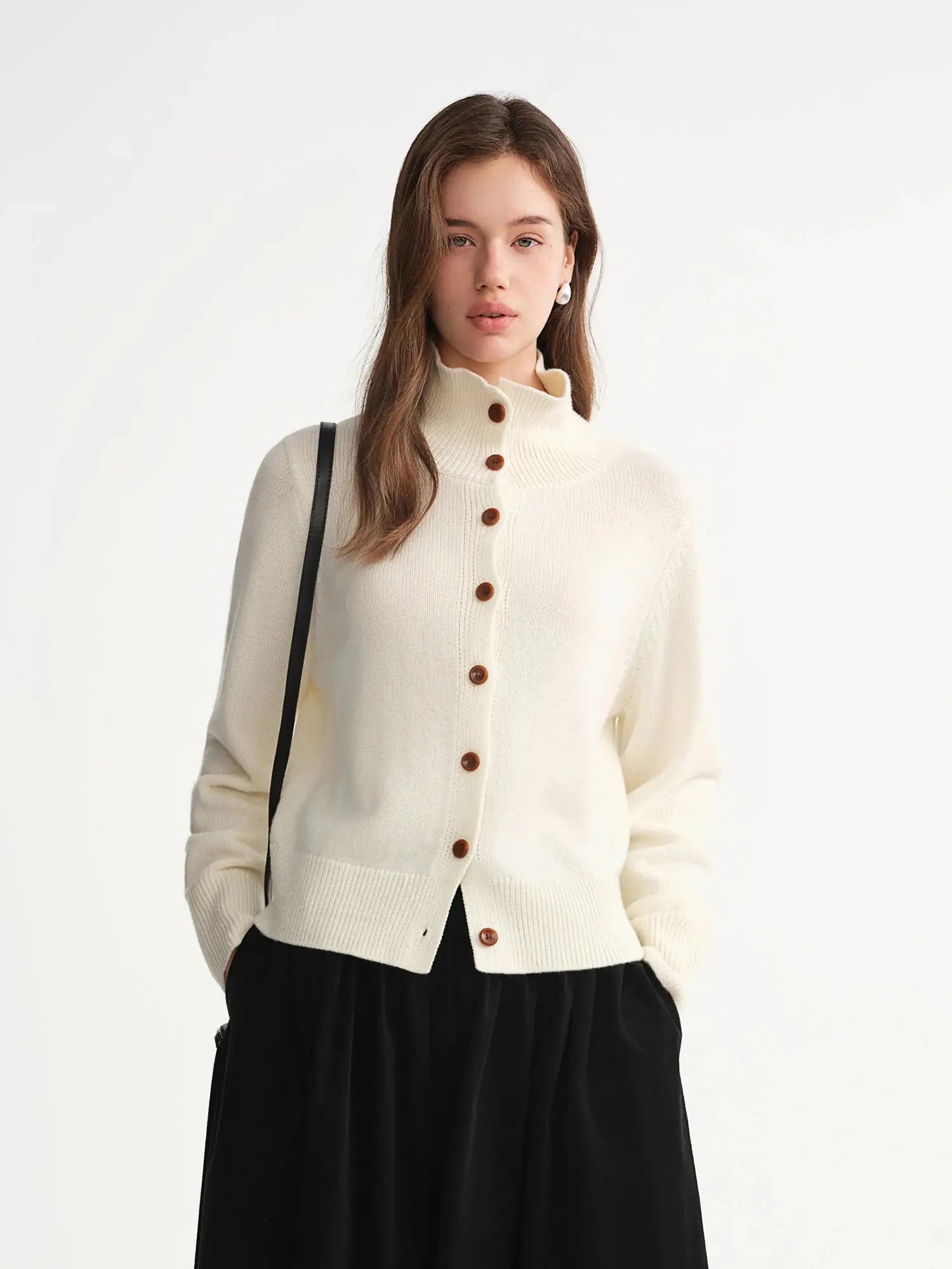 Women’s Wool Knitted Cardigan - Soft Ribbed Winter Sweater - Loran