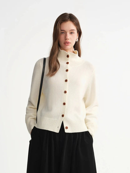 Women’s Wool Knitted Cardigan - Soft Ribbed Winter Sweater - Loran