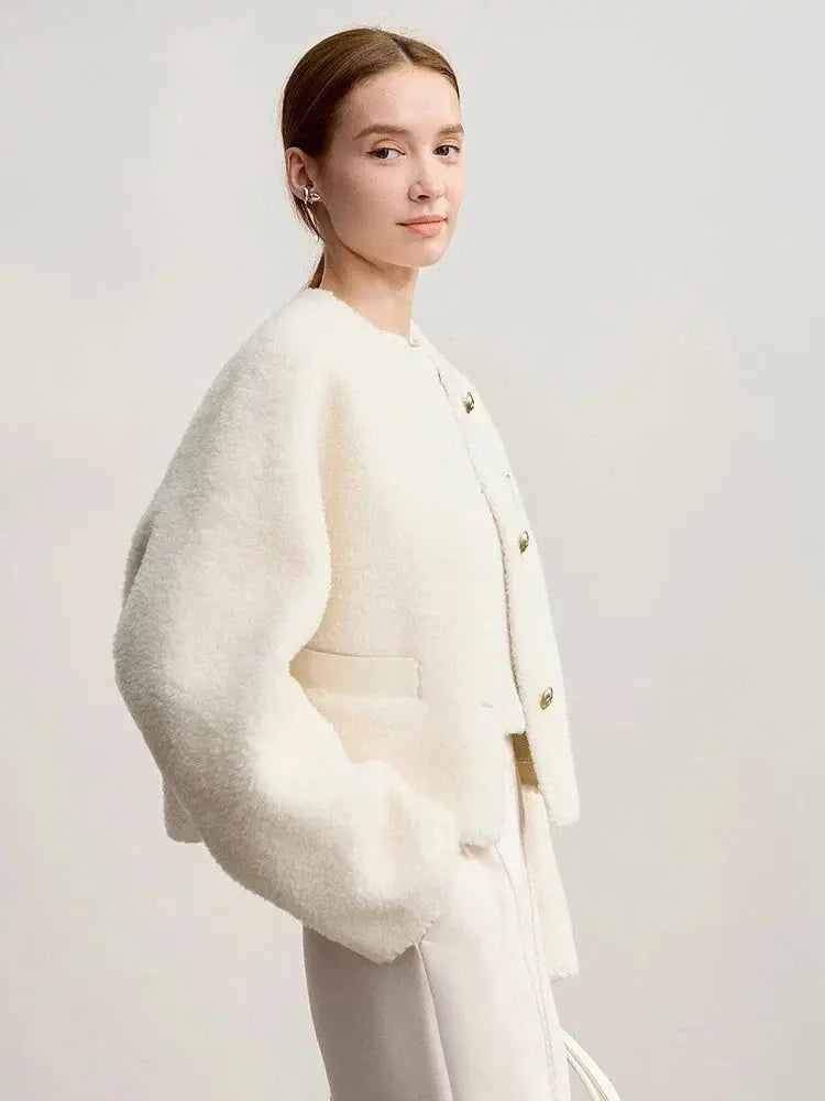 Elegant Wool Blend Short Winter Coat - Loran