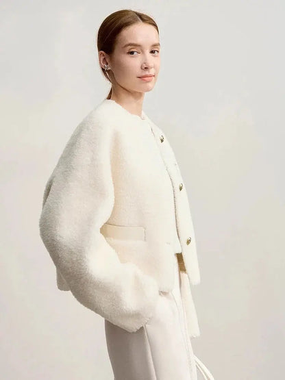 Elegant Wool Blend Short Winter Coat - Loran
