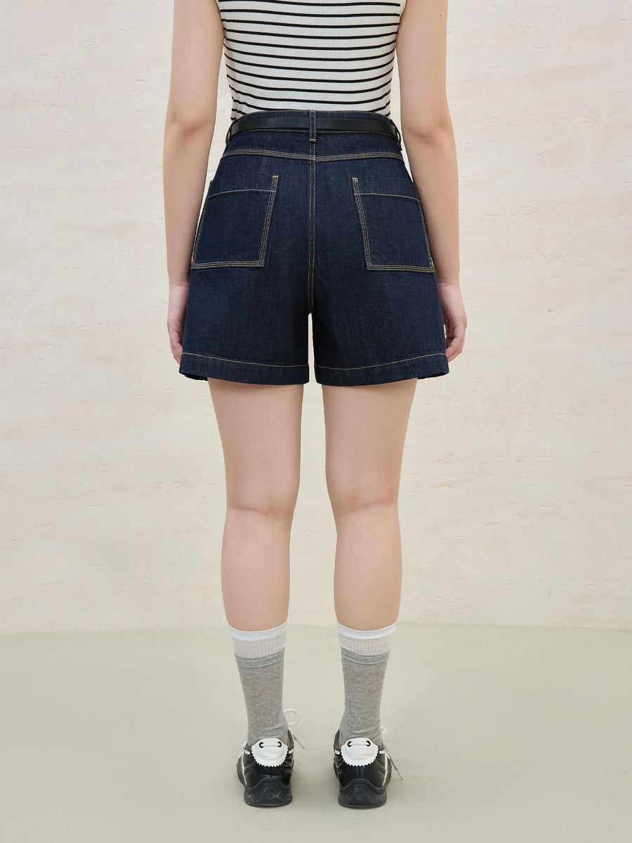High-Waist Slimming Plus-Size Denim Shorts for Summer
