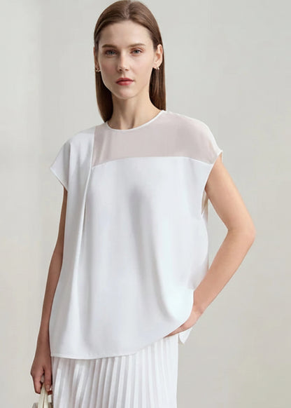 Amii Women's Top Minimalist Summer New Commuting O-Neck Pullover Raglan Short Sleeve Slightly Off-Shoulder Loose Shirt 12542146 Loran