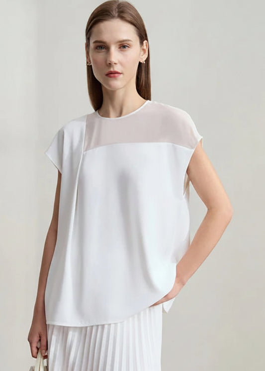 Amii Women's Top Minimalist Summer New Commuting O-Neck Pullover Raglan Short Sleeve Slightly Off-Shoulder Loose Shirt 12542146 Loran