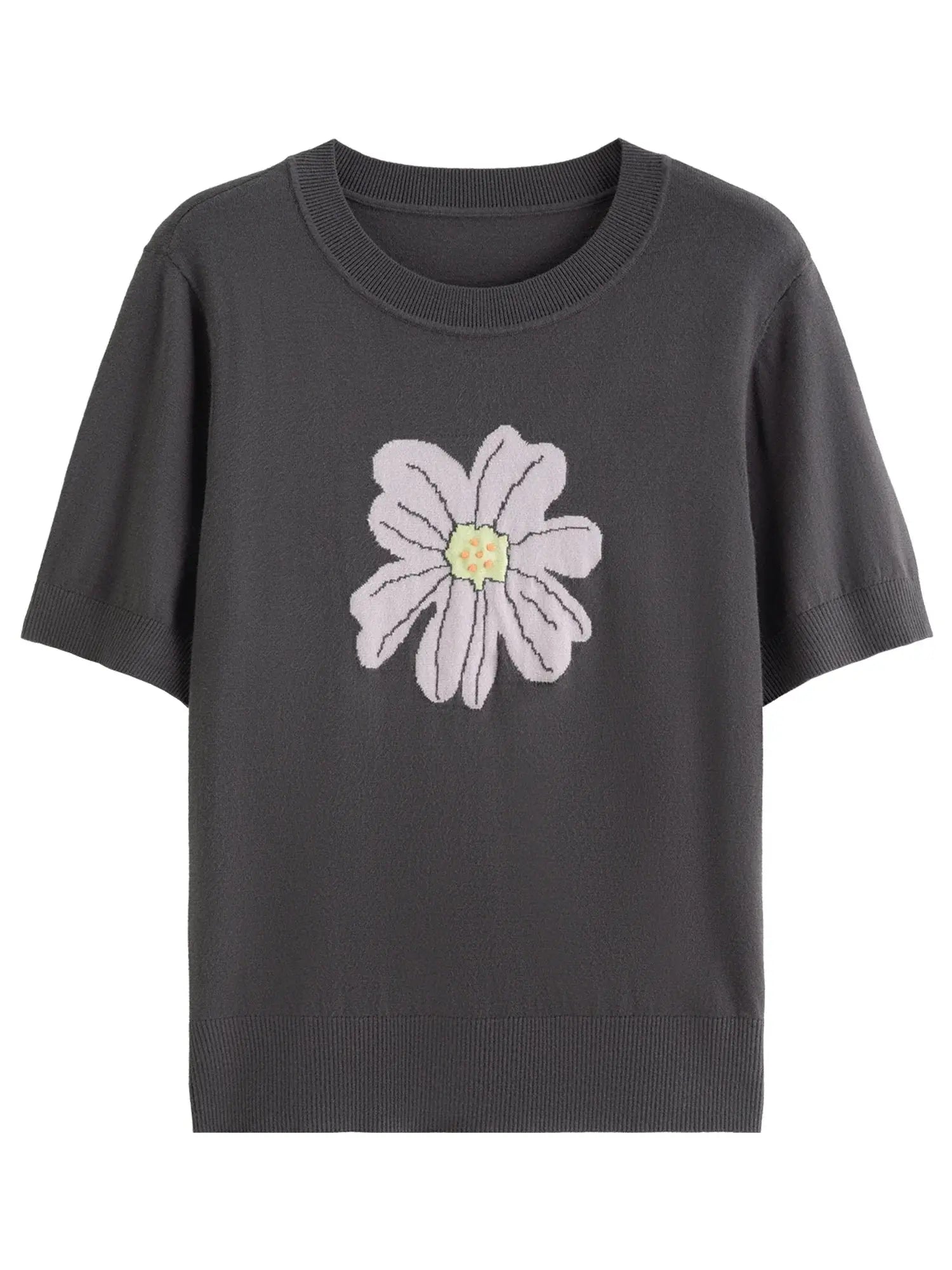 Autumn Bloom Knit Tee Soft Short-Sleeve Top LORAN STORE