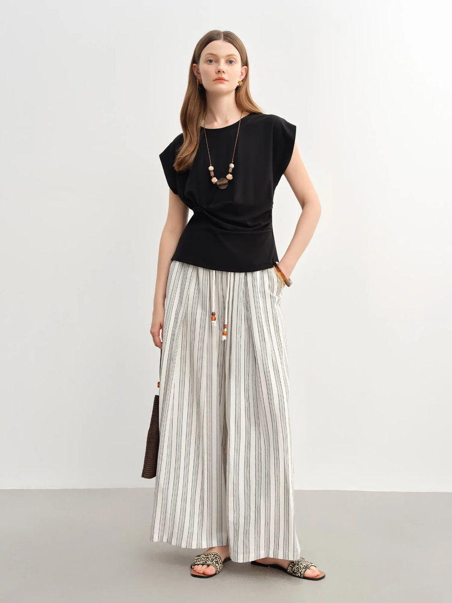 Cinched Waist Short Sleeve T-Shirt