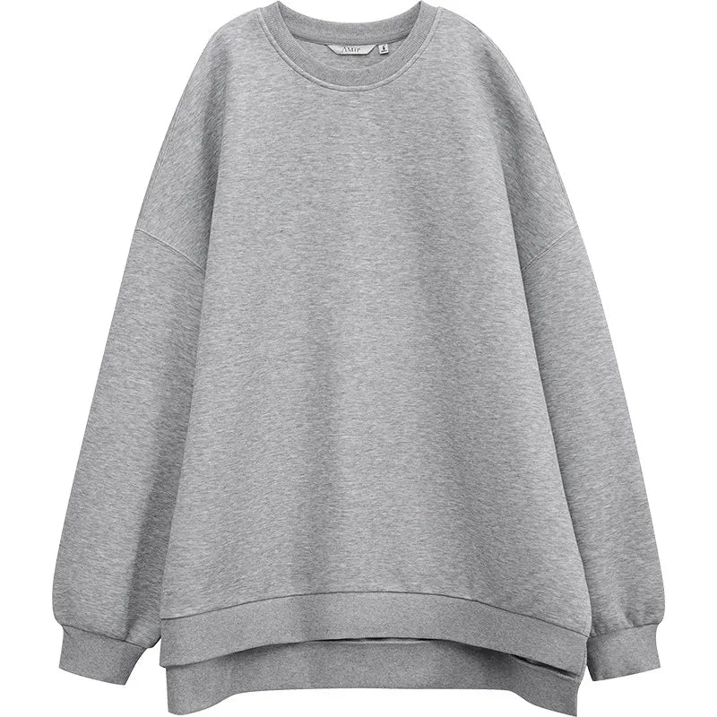 Amii Women's Sweatshirt 2026 Spring New Round Neck Love Embroidery Pullover Sweatshirts Loose Drop Shoulder Sleeve Top 12641112 Loran