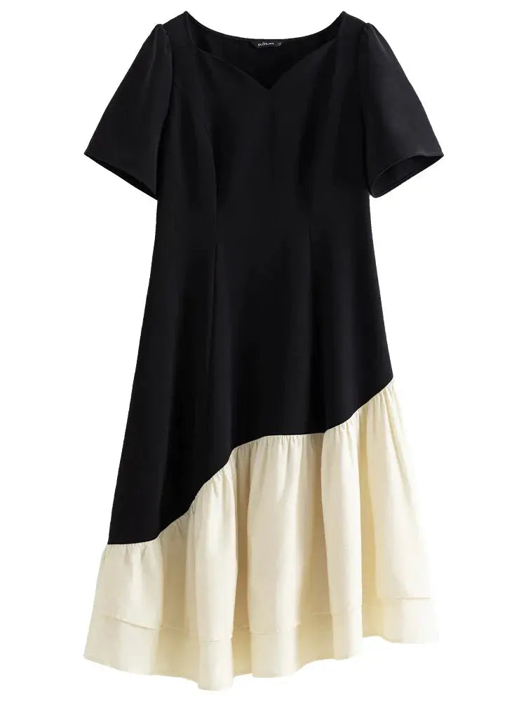 Elegant Contrast Fishtail Mini Dress for Summer Parties - Loran