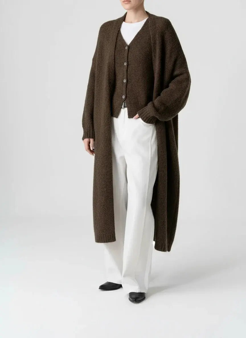 Winter Plus Size Knit Vest and Long Coat Set - Loran