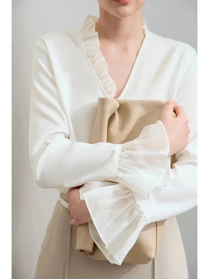 Women's Loose Chiffon Ruffle Blouse - Loran