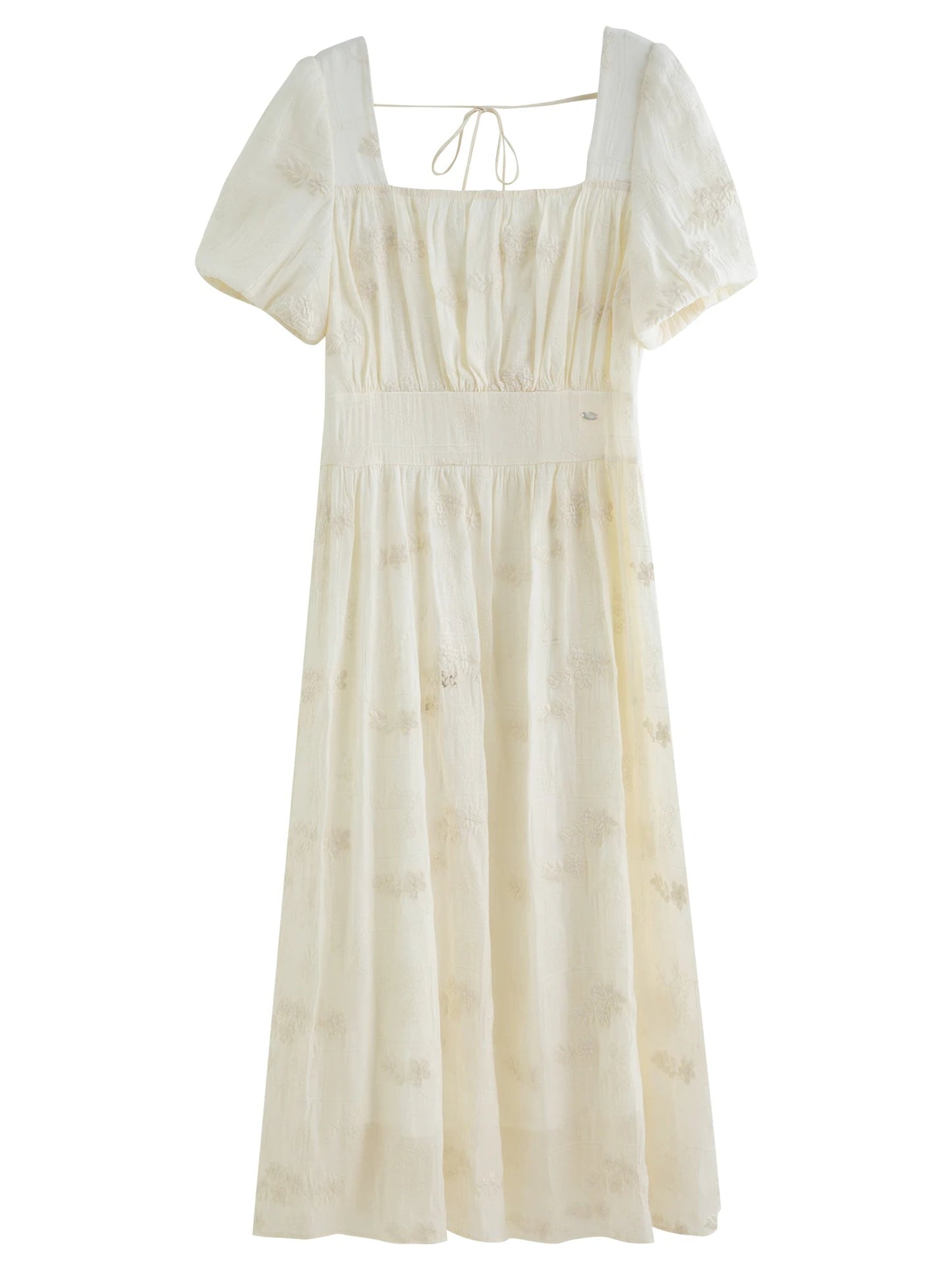 Floral Embroidered Square Neck Maxi Dress Summer Loran