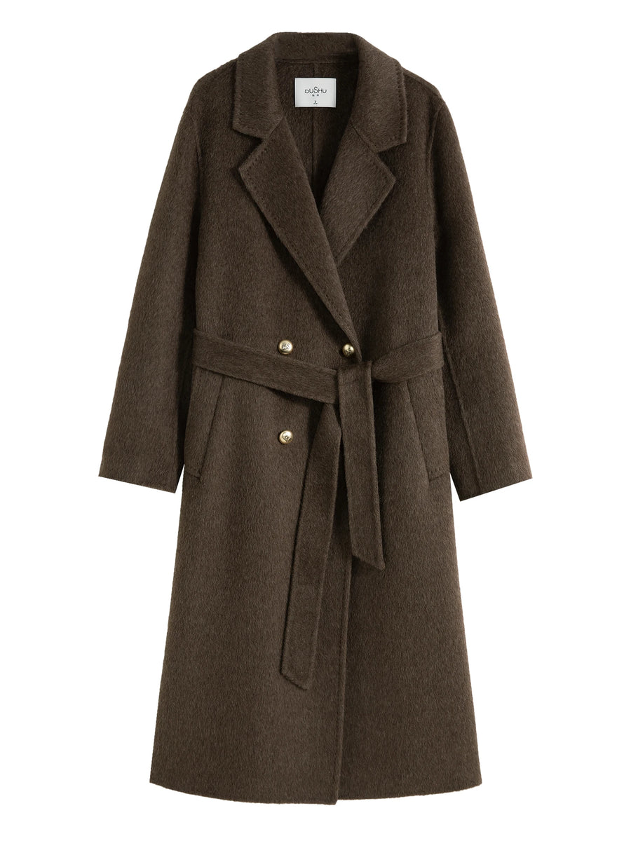 Luxury Casual Textured Woolen Coat with Fur Detail