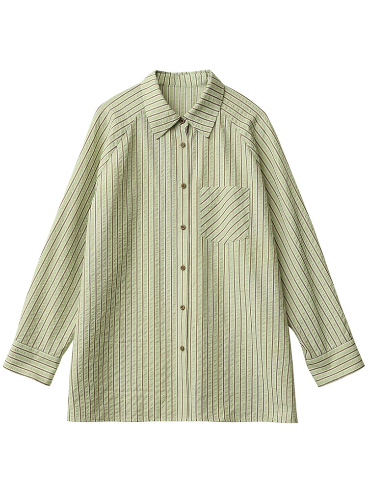 Women’s Oversized Striped Blouse Casual Spring Shirt Loran