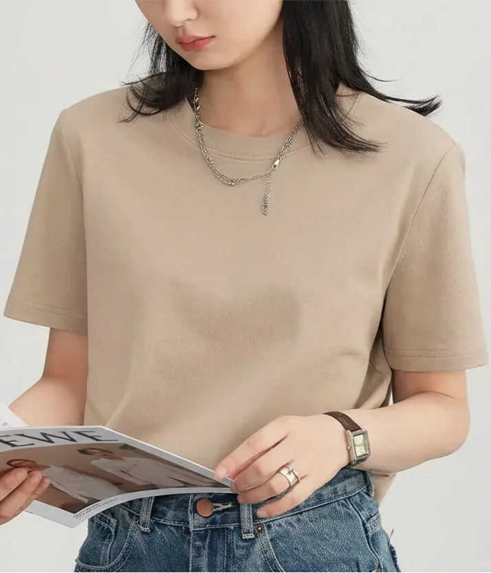 Basic O-Neck Tee Casual Solid Short Sleeve T-Shirt Loran