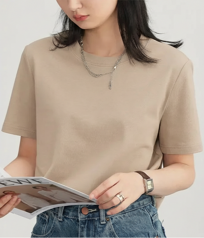 Basic O-Neck Tee Casual Solid Short Sleeve T-Shirt Loran