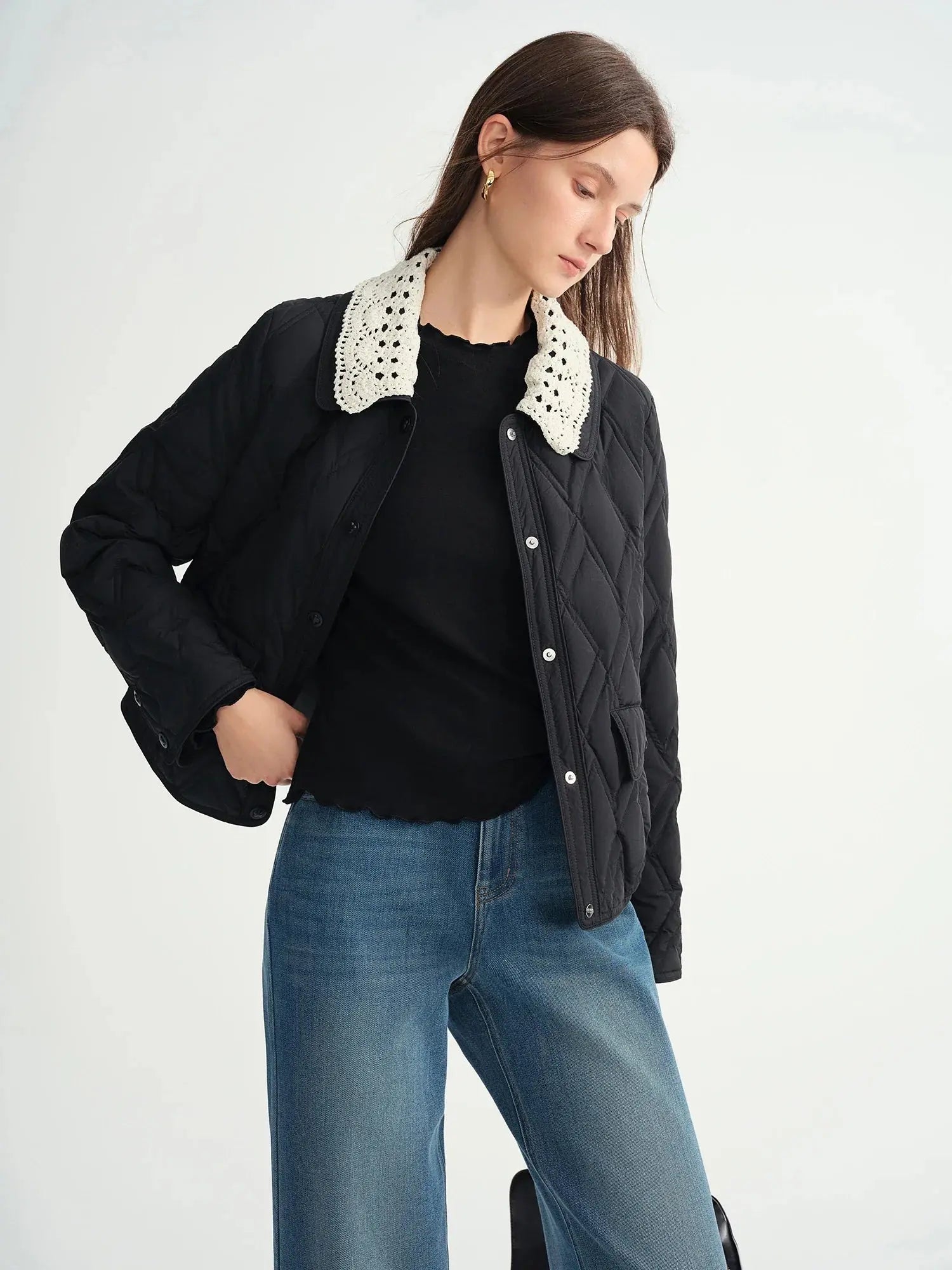 Chic & Cozy Plus Size Cream Quilted Puffer - Loran