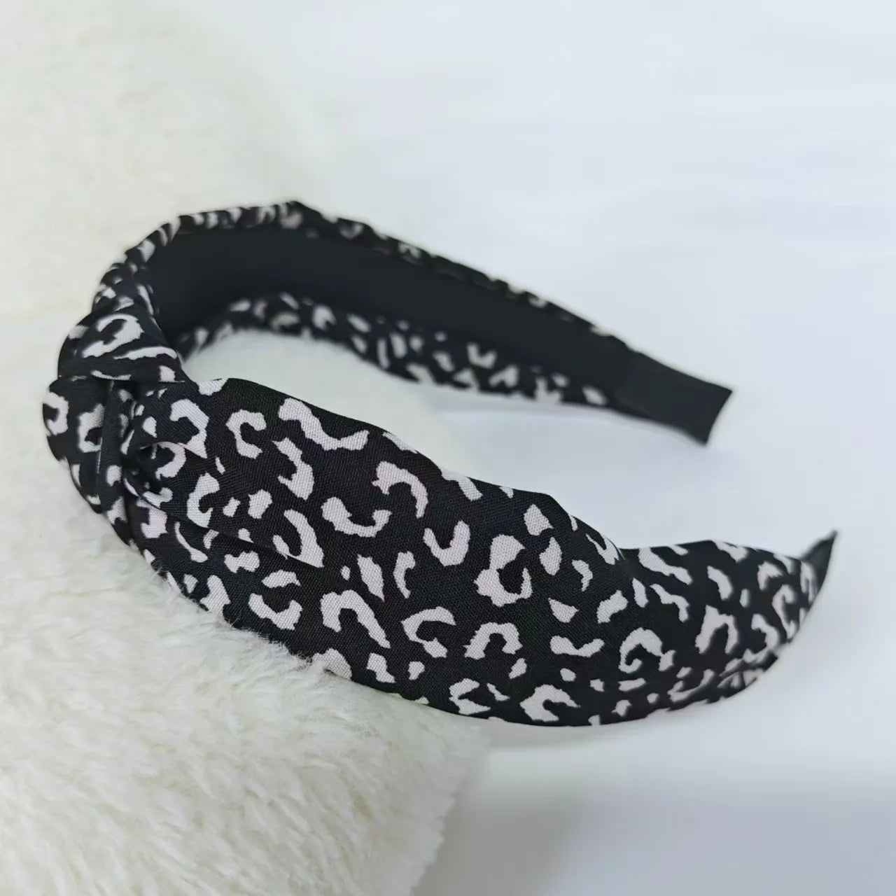 Leopard & Black Knot Wide Headbands for Women Retro Style
