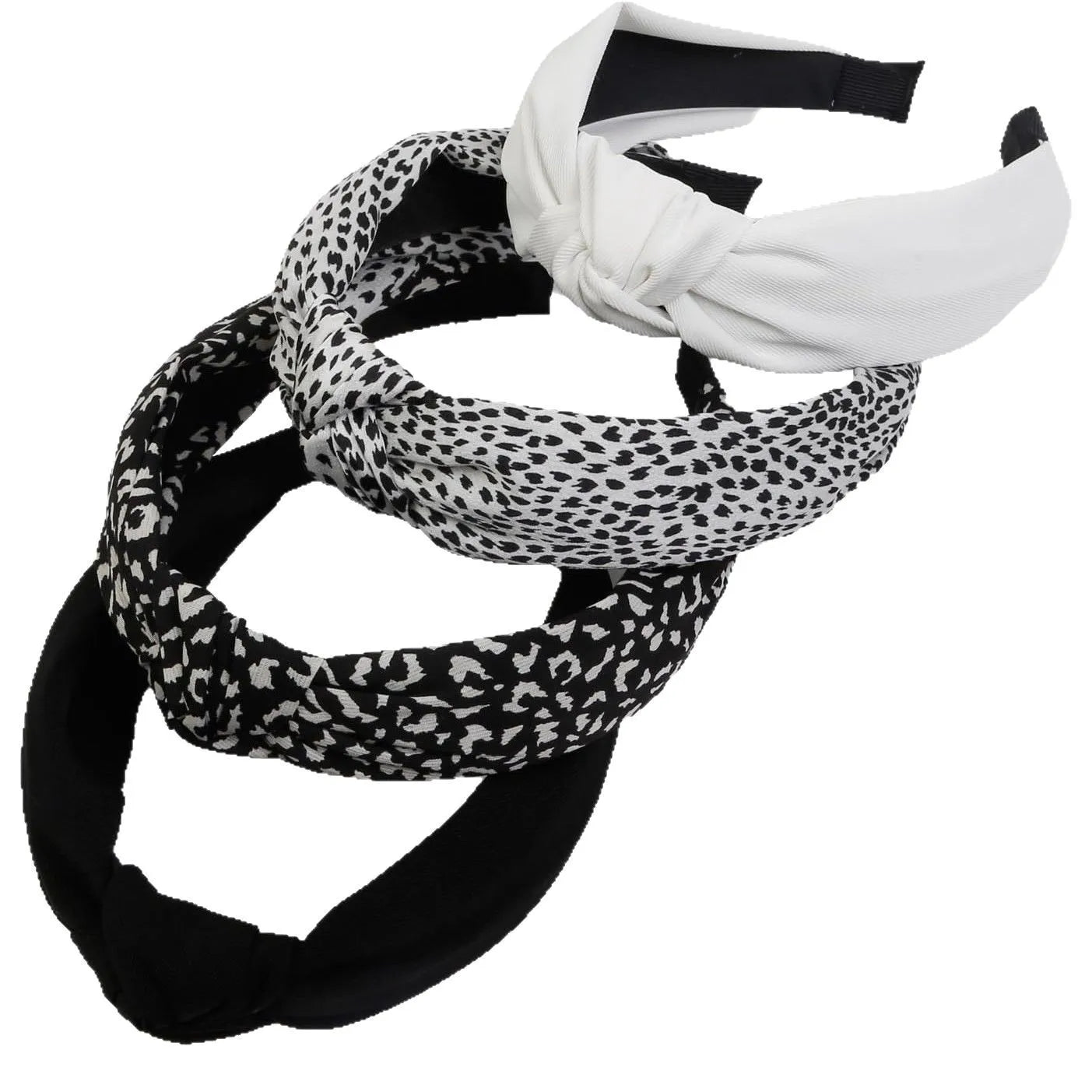 Leopard & Black Knot Wide Headbands for Women Retro Style