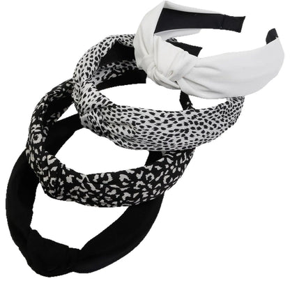 Leopard & Black Knot Wide Headbands for Women Retro Style