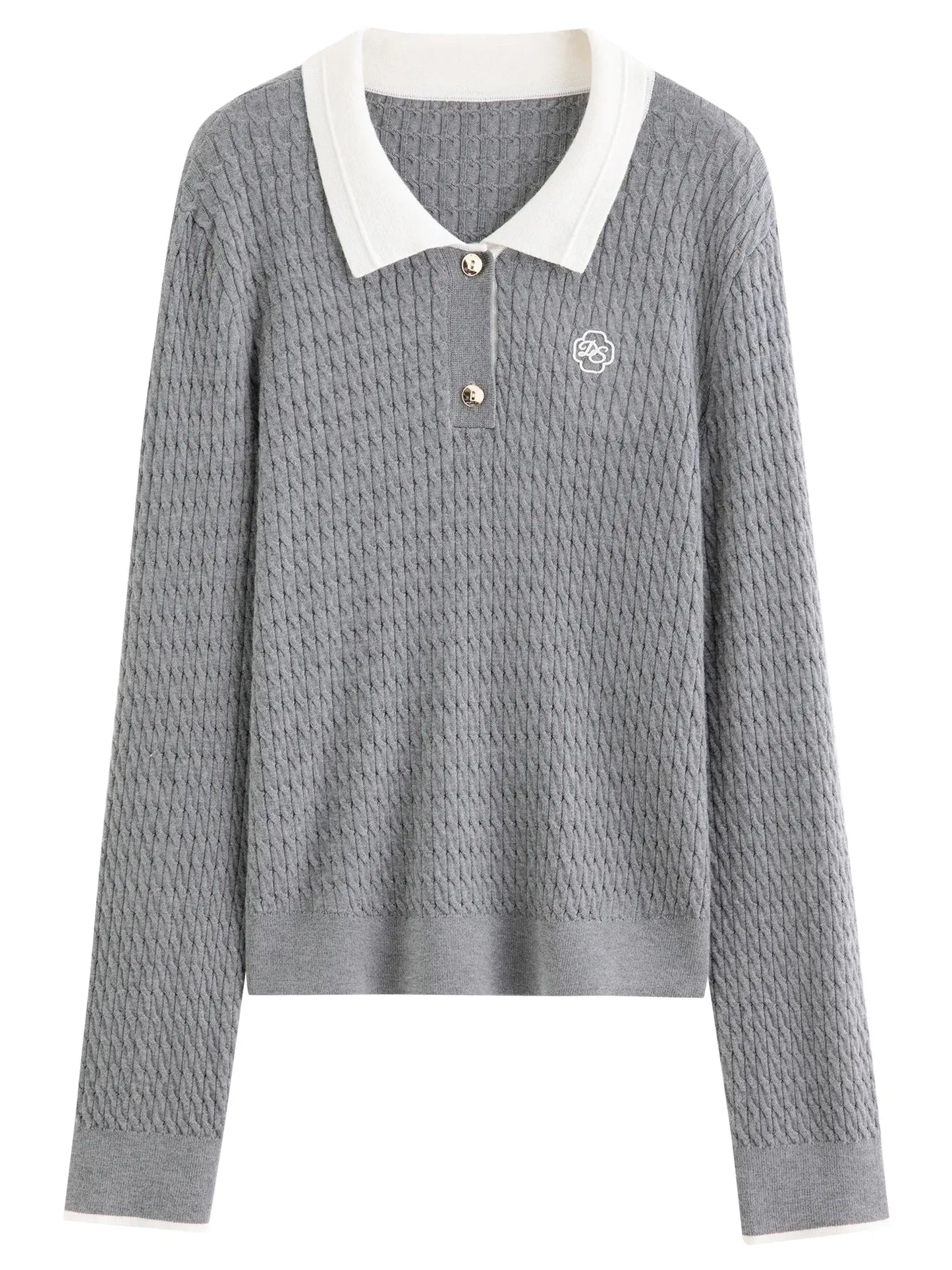 Relaxed Fit Textured Rib-Collar Knit Top - Loran