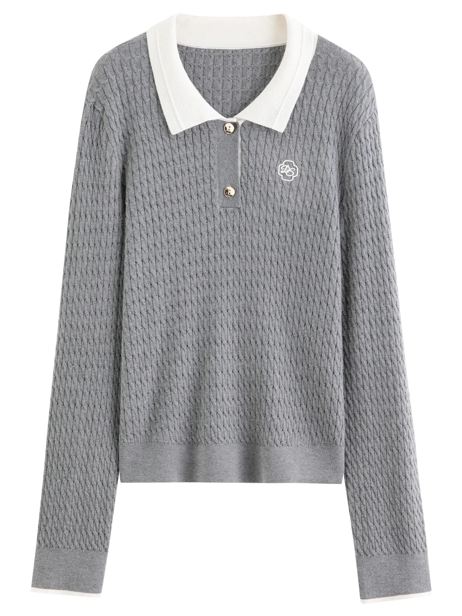 Relaxed Fit Textured Rib-Collar Knit Top - Loran