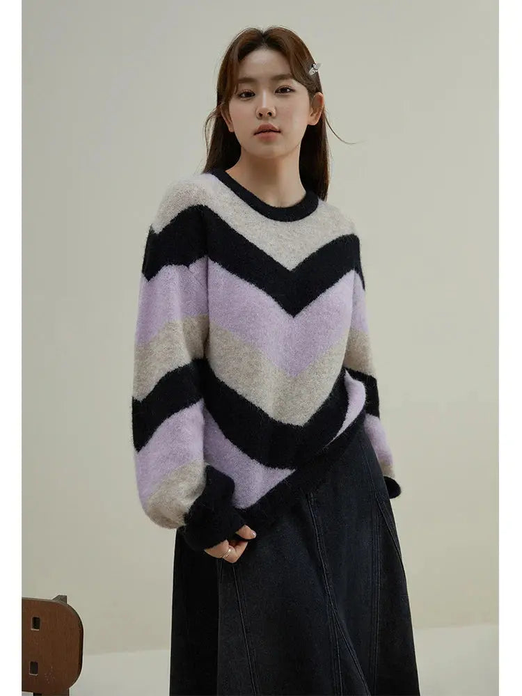 Soft Knit Stripe Winter Sweater - Loran