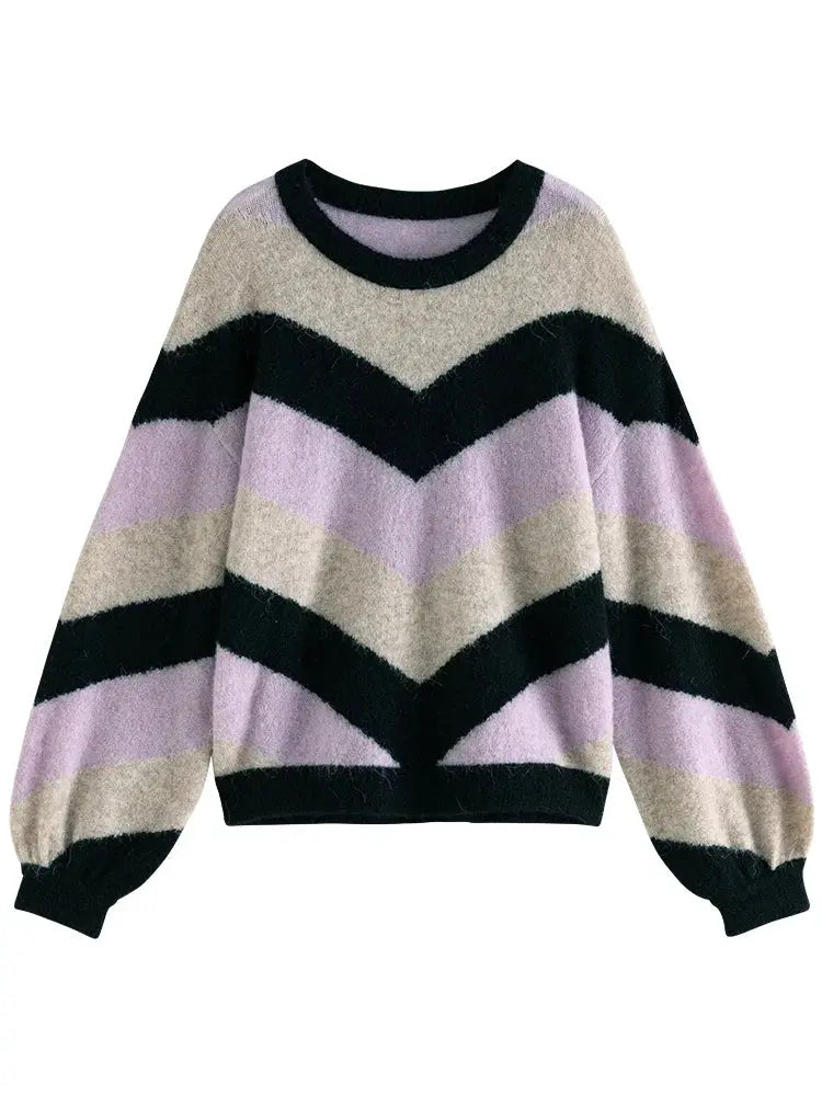 Soft Knit Stripe Winter Sweater - Loran