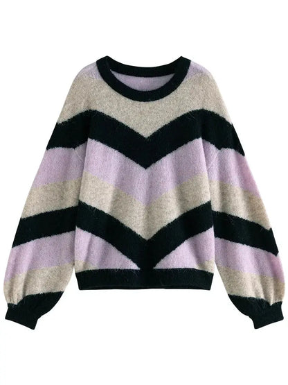 Soft Knit Stripe Winter Sweater - Loran