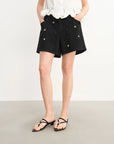 Chic Plus-Size Beaded Denim Shorts
