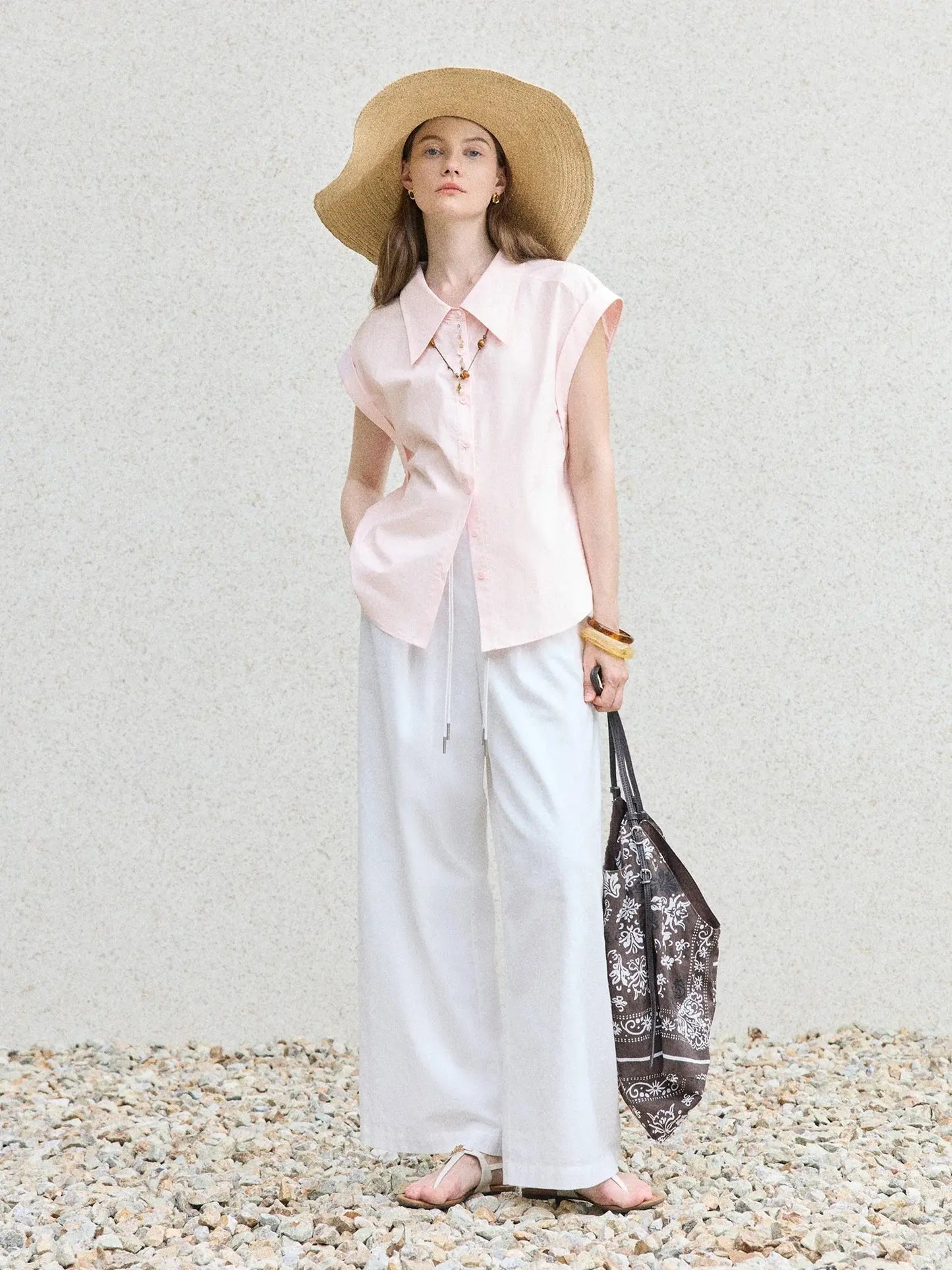 Chic French Style Pink Minimalist Temperament Shirt - Loran