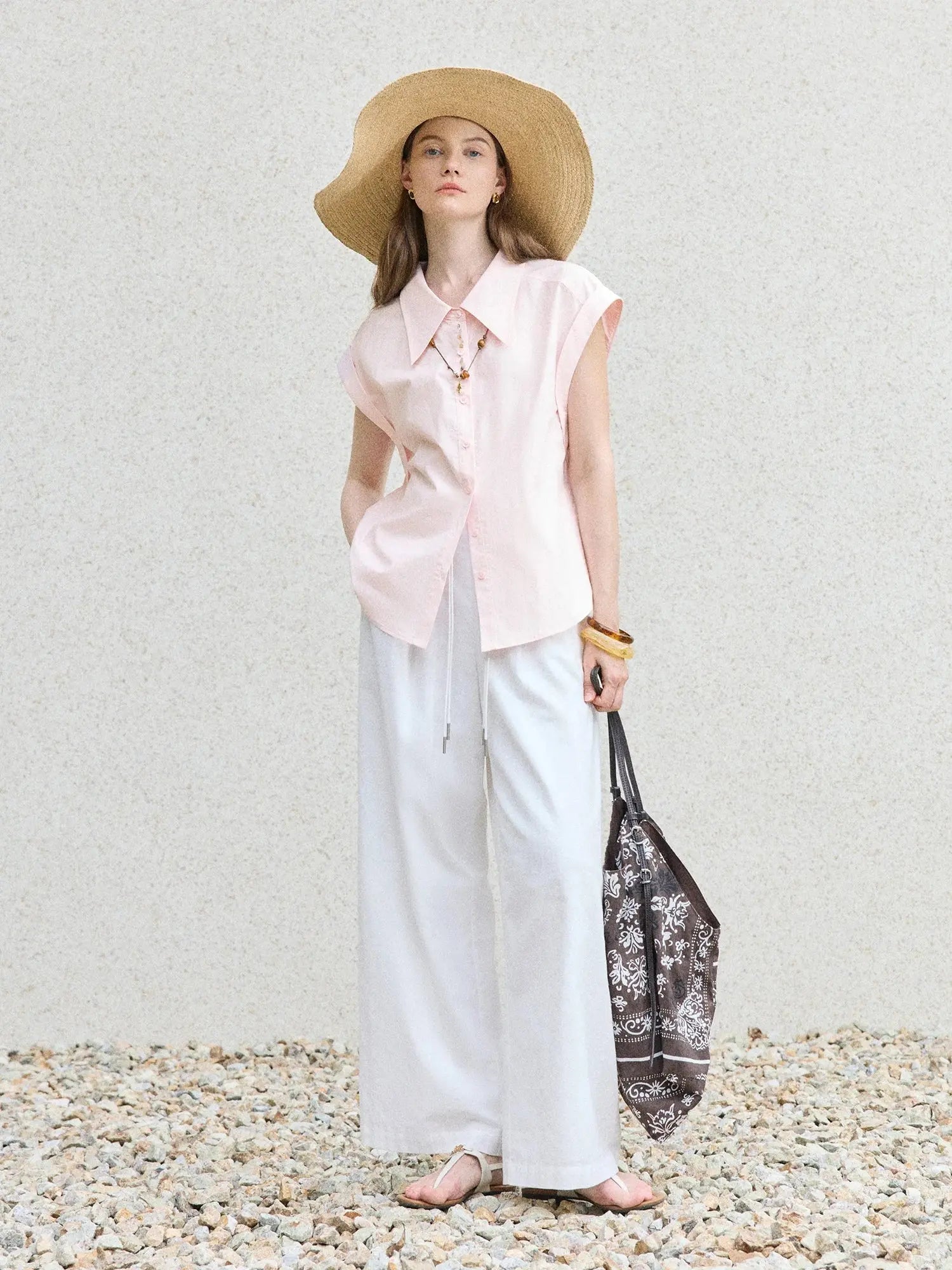 Chic French Style Pink Minimalist Temperament Shirt - Loran