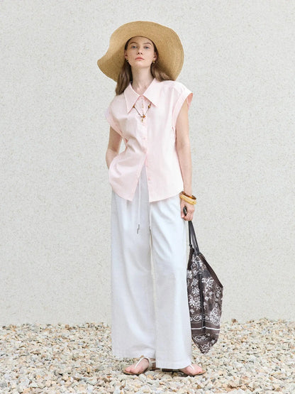 Chic French Style Pink Minimalist Temperament Shirt - Loran