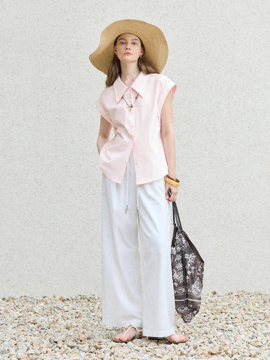Chic French Style Pink Minimalist Temperament Shirt - Loran