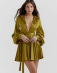 Satin Pleated Sexy Shirt Dress For Women - 3IN SMART Shop  #