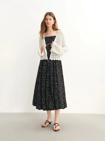 Elegant Plus Size Polka Dot Dress - Loran