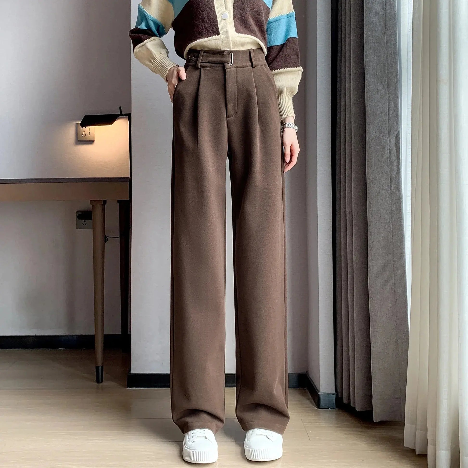 High-Waist Wide-Leg Wool Trousers - Loran