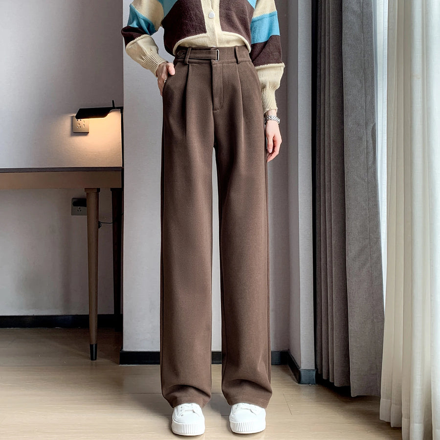 High-Waist Wide-Leg Wool Trousers