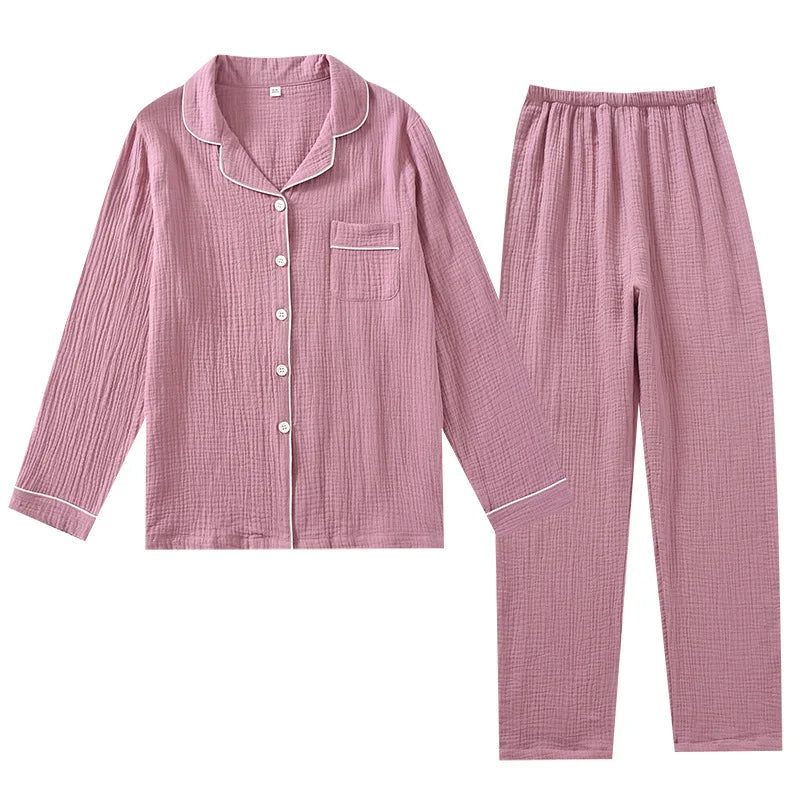 Couple's Pure Cotton Crepe Pajama Set Loran