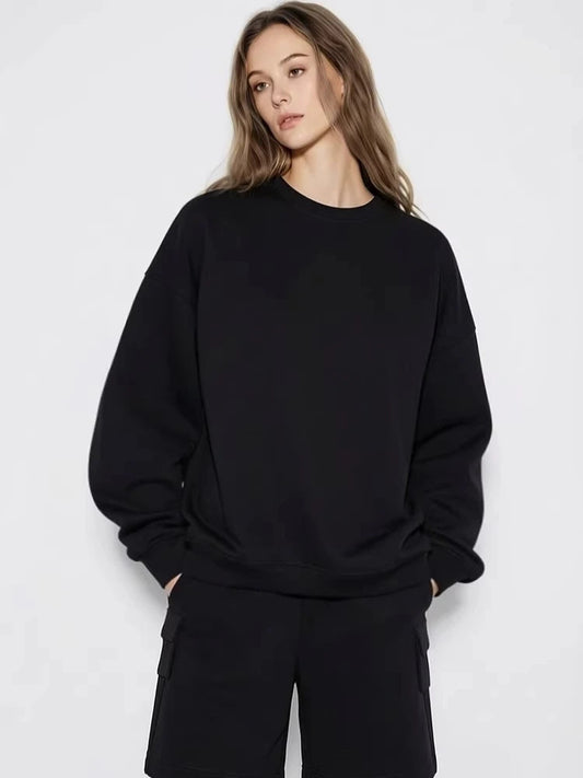 Amii Women's Sweatshirt 2026 Spring New Round Neck Love Embroidery Pullover Sweatshirts Loose Drop Shoulder Sleeve Top 12641112 Loran
