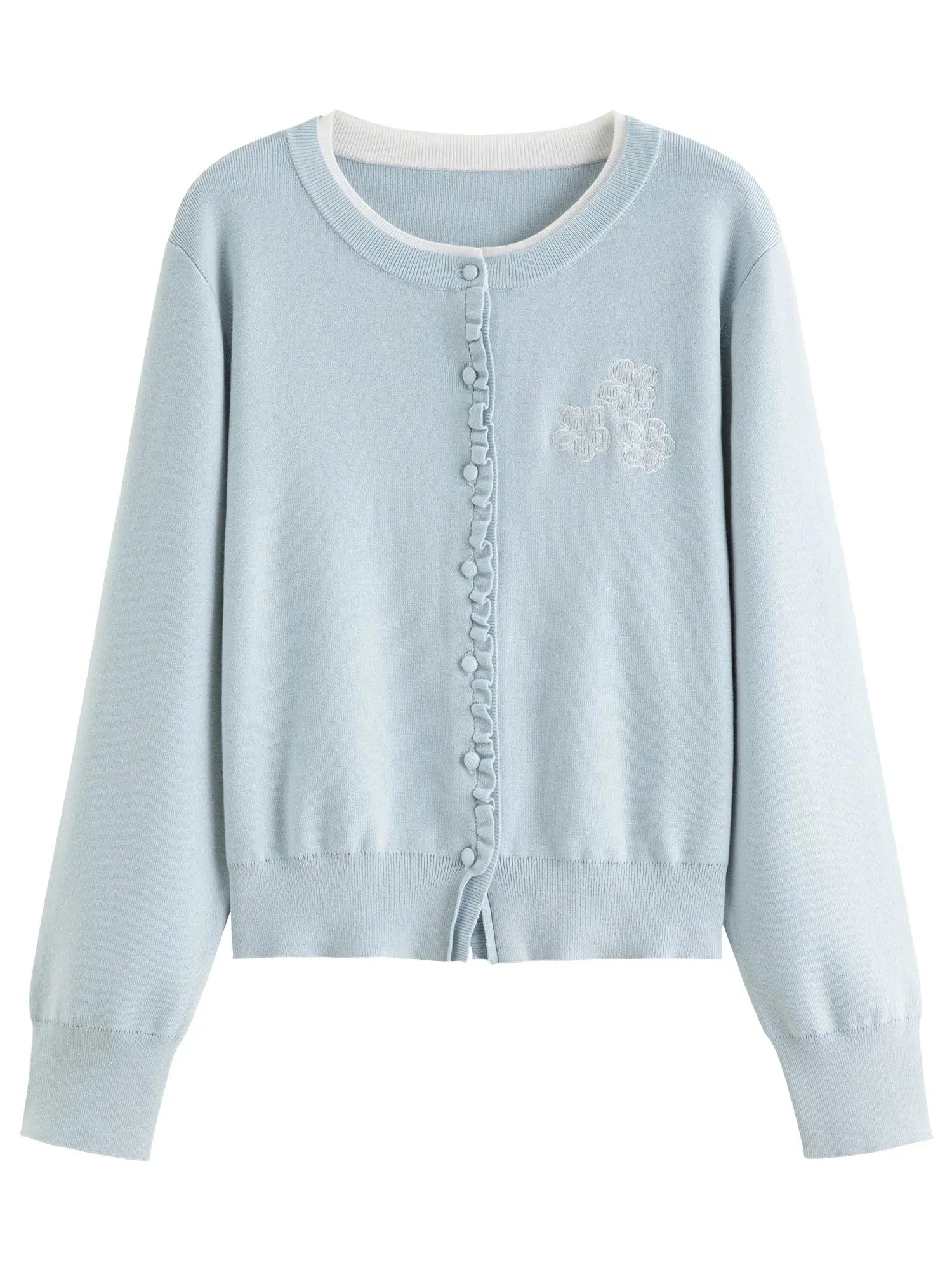 Vintage-Inspired Floral Ruffle Knit Top LORAN STORE